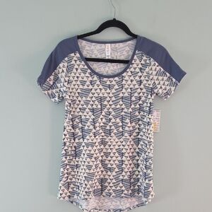 LuLaRoe Classic T Blue And Cream Short Sleeve Soze XXL New With Tags